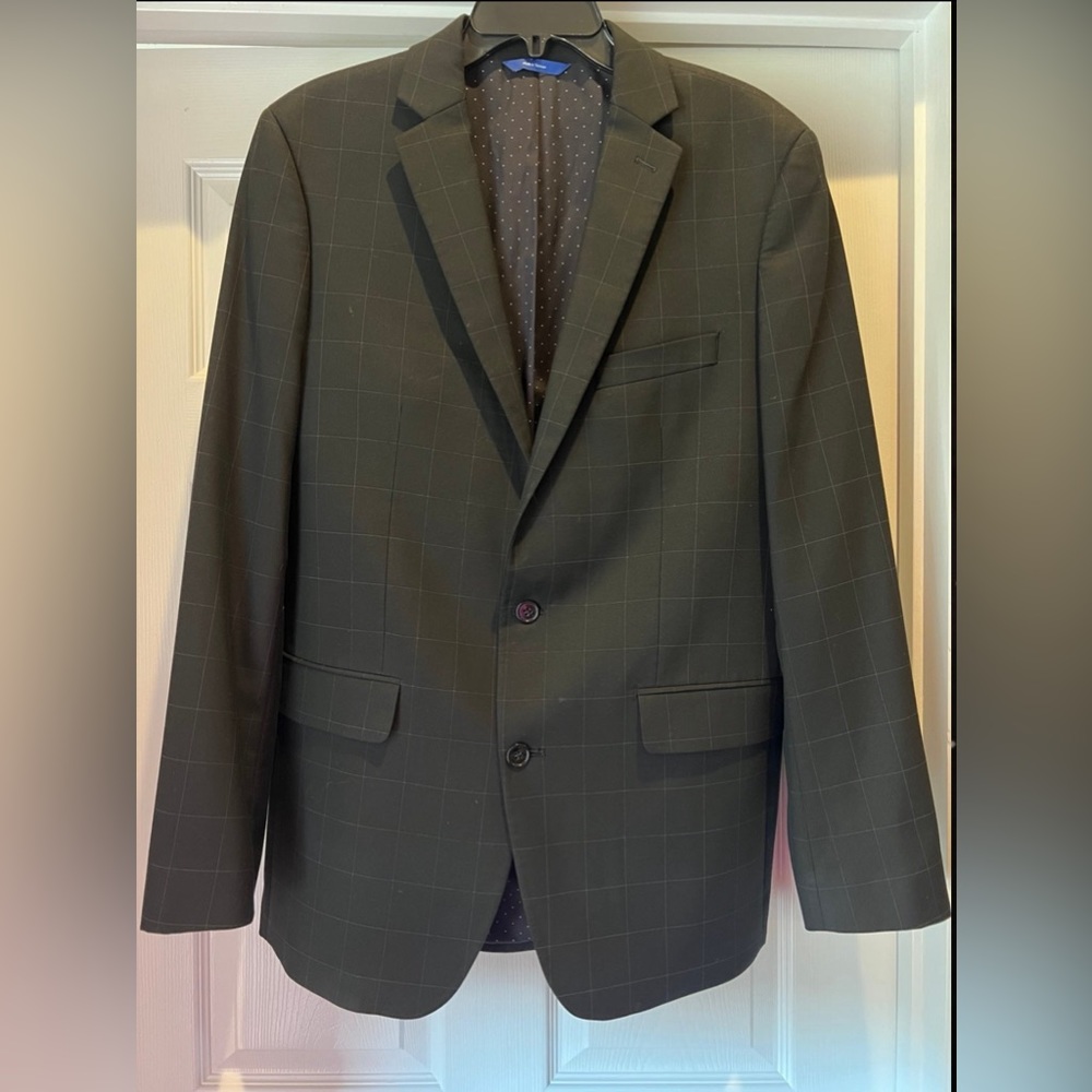 Apt. 9 Black Windowpane Suit 42L 33x32